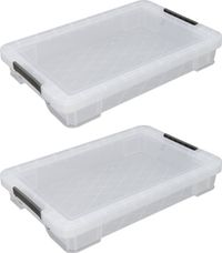 Whitefurze Boîte de rangement - 2x pièces - 12 litres - Transparent - 55 x 36 x 9 cm - plastique - solutions de rangement - coffre - avec couvercle