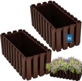KOTARBAU® 2 st Balkonbak, Bloembak voor Balkon, Kunststof Balkonbak, 38 x 18 x 16 cm, Bruin, Balkon Plantenbak, Rechthoekig, Weerbestendige Plantenbak