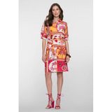 Geisha blousejurk met print - roze