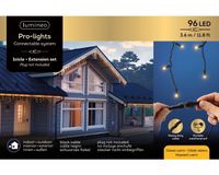 Lumineo Led Icicle 3.6 meter zwart/klassiek warm
