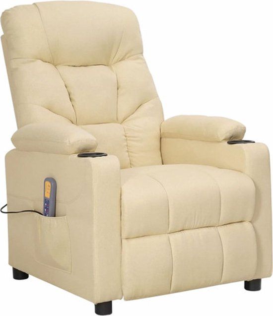 vidaXL Massagestoel stof crèmekleurig