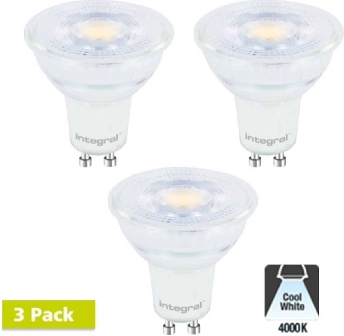 Integral GU10 LED Spot - 5,6W - 4000K Neutraal wit - Dimmable - 3 Pack