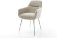 DELIFE Fauteuil Pejo-Flex 4 pieds conique acier inoxydable tissu tissé beige noyau à ressorts ensachés