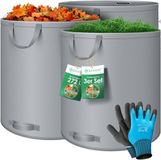 KESSER® Tuinzakset Bladzak Tuinafvalzak inclusief handschoenen - Zelfstandig 4 handgrepen Stabiel Robuust & opvouwbaar - Bladzakken Grasmaaisel Tuinzakken voor tuinafval Groenafval