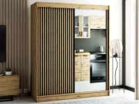 LAMORA Armoire 2 portes coulissantes 180 cm chêne artisan avec miroir