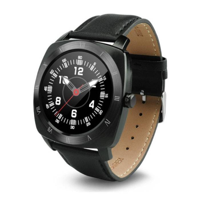 Stuff Certified DM88 Smartwatch Smartphone Horloge OLED Android iOS Zwart Leer