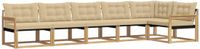vidaXL Hoek loungeset 6-delig Wit en Beige Acacia Hout