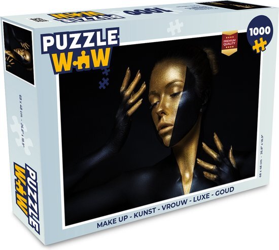 MuchoWow Puzzel Make up - Kunst - Vrouw - Luxe - Goud - Legpuzzel - Puzzel 1000 stukjes volwassenen - Sinterklaas cadeautjes - Sinterklaas voor grote kinderen