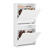 SoBuy Meuble à chaussures pour entrée, meuble à chaussures, ultra-mince, 19 cm de profondeur, montage vertical/horizontal, rangement pour chaussures et petits objets, MDF E1, blanc, 35 kg, 50 x 19 x 100 cm, FSR204-W