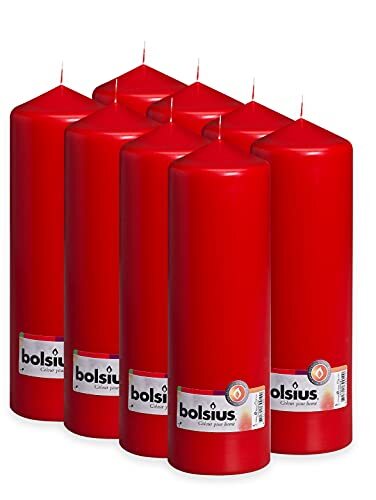 dawncandles.com Bolsius Red Pillar Kaarsen 250x78mm 122 uur brandtijd (Box van 8)