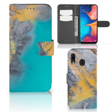 B2Ctelecom Samsung Galaxy A30 Bookcase Marble Blue Gold