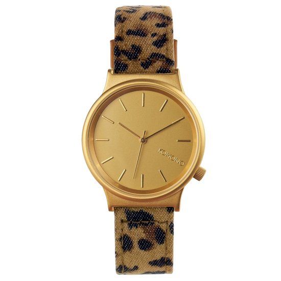 Komono Wizard Print Leopard KOM-W1802 - Horloge - 36 mm - Staal - Bruin