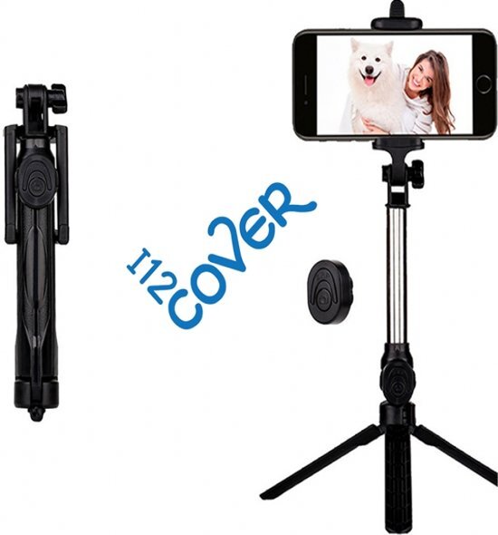 i12Cover Selfie tripod stick met Bluetooth afstandsbediening, zwart , merk