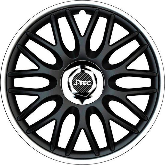 J-Tec Wieldoppen 13 inch Orden R Zwart/Zilver - Chroom - Set van 4