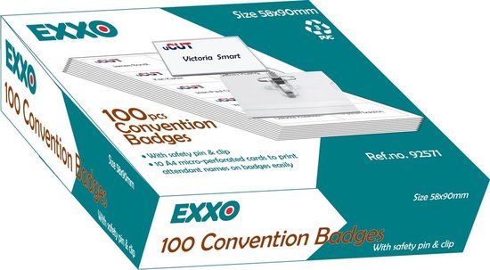 EXXO-HFP Badges - 58x90mm - Combi Clip - 100 stuks - Transparant