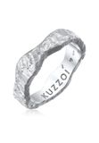 KUZZOI - Ring - Heren Band Organisch Structuur in 925 Sterling Zilver - Heren