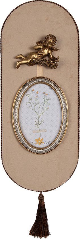 Clayre & Eef Fotolijst 10x15 cm Beige Goudkleurig Kunststof Glas Ovaal