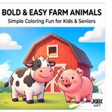 Bold & Easy Farm Animals: Simple Coloring Book for Toddlers, Kids Ages 3-5 and Seniors, Large Print Illustrations with Thick Lines for Relaxation