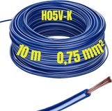 Kalitec 10 meter H05V-K 0,75 mm² donkerblauw-witte bedradingskabel