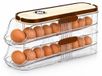 Porte-œufs réfrigérateur - Boîte à œufs avec distributeur automatique - 2 couches - Transparent - Pour réfrigérateur, cuisine ou garde-manger