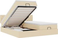 vidaXL Ottoman Bed with Mattresses 200x200cm Fabric Cream