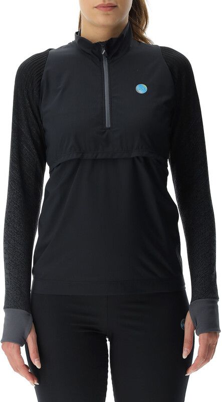 UYN Exceleration Wind Zip Up LS Shirt Dames - Zwart