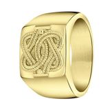 Lucardi Heren Gerecycled stalen goldplated ring surinaamse mattenklopper