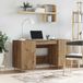 Maison Exclusive Bureau, chêne artisanal, construction en fibre de bois, 140 x 50 x 75 cm