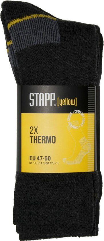 STAPP Yellow Thermo 2-Pack Men's Socks - Size 39/42 - Anthracite Melange