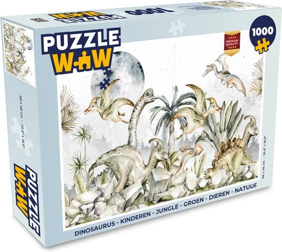 MuchoWow Puzzel Dinosaurus - Kinderen - Jungle - Groen - Dieren - Natuur - Legpuzzel - Puzzel 1000 stukjes volwassenen - Sinterklaas cadeautjes - Sinterklaas voor grote kinderen