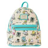 Loungefly Sanrio Hello Kitty Tattoo All Over Print Damen Doppelriemen Schultertasche Geldbörse, Mehrfarbig/Meereswellen (Ocean Tides), Einheitsgröße