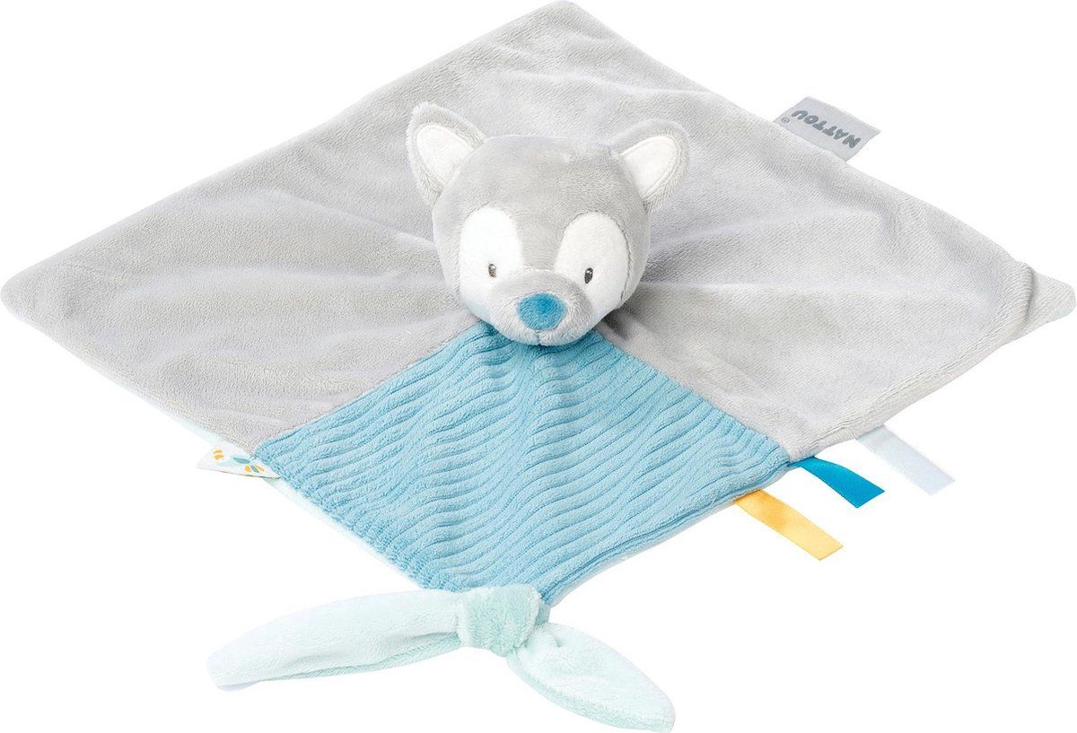 Nattou Knuffeldoekje Tiloo de wolf - grijs - 27 x 27 cm
