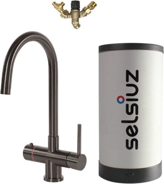 Selsiuz kranen Selsiuz Rond Gun Metal Zwart met Combi (Extra) boiler - 350239