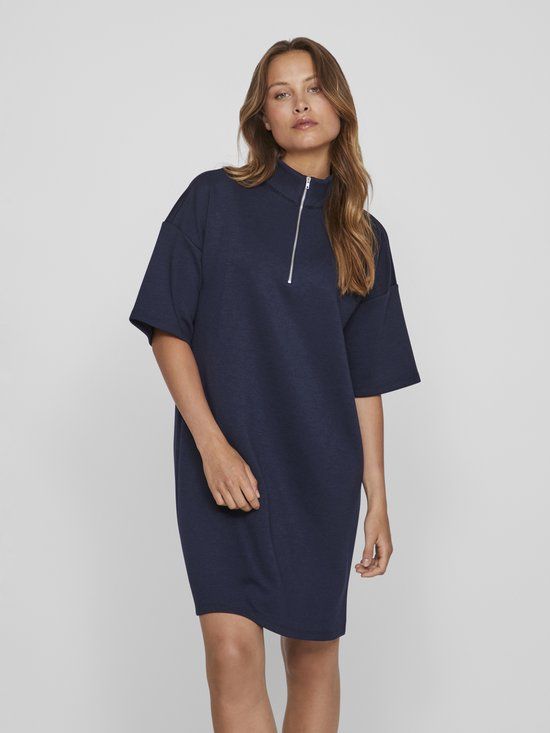VILA VISIFFI HIGH NECK Mini Jurk Dames Blauw Maat S - 14097512