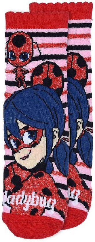 Miraculous Ladybug Badstof Antislip Huissokken - Roze - Maat 23-26 - Kinderen