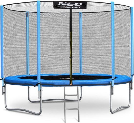 Trampoline - 252 cm - blauw - met ladder en veiligheidsnet - tot 120 kg