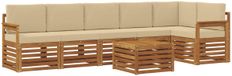 vidaXL Ensemble de salon d'extérieur, 7 pièces, naturel et beige, polyester