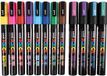 Posca Marker, afm PC-5M + PC-3M, lijndikte 0,9-1,3 + 2,5 mm, diverse kleuren, 12 stuks