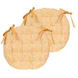 Atout Ciel Set van 2 ronde stoelkussens, tweekleurig, diameter 40 cm, geel bedrukt/effen