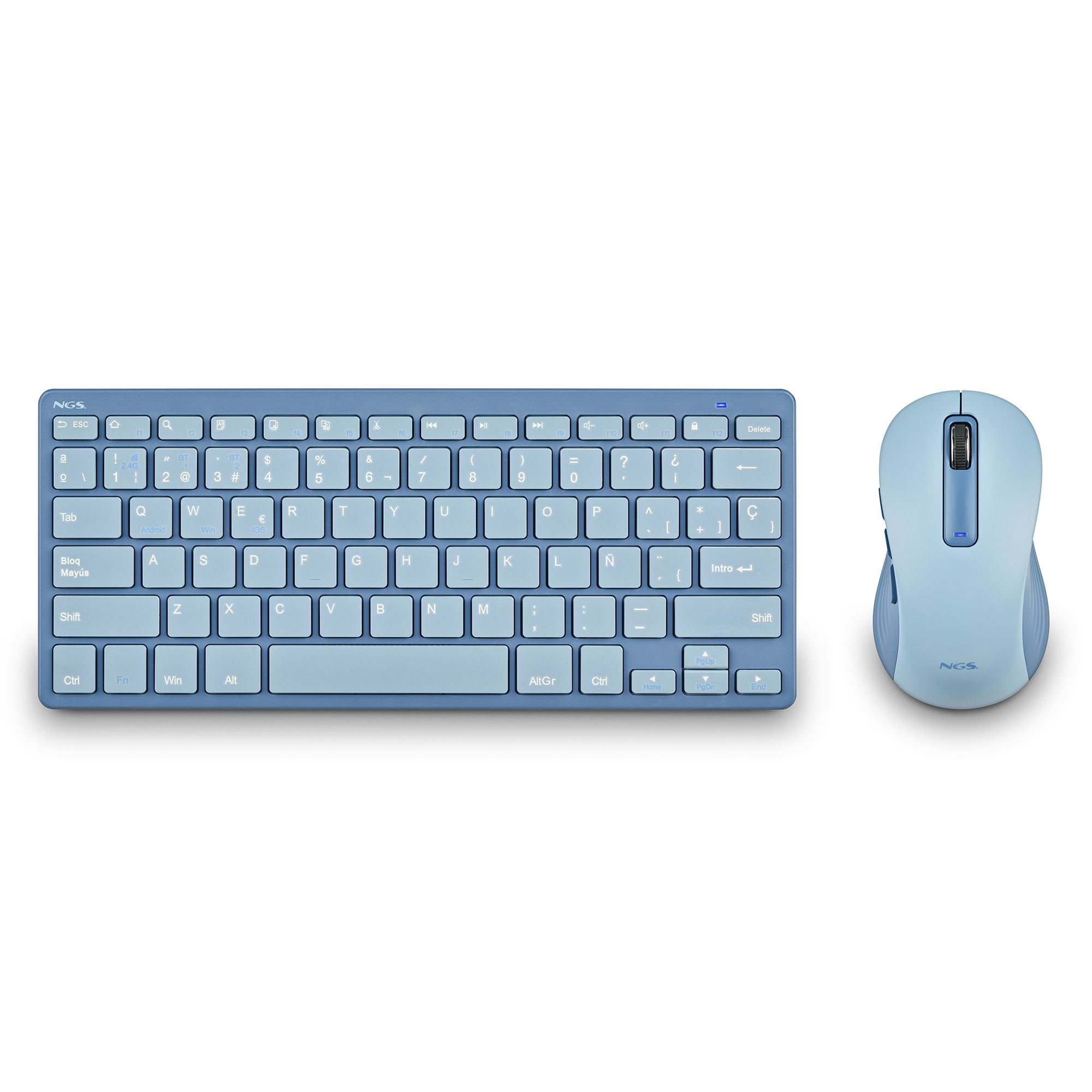 NGS FANTASY - Draadloos toetsenbord en muis - QWERTY Spaans - Blauw