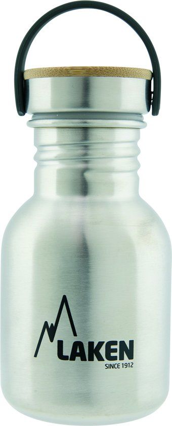 Laken RVS fles 350ml Basic Steel Bottle - Bamboo screw cap