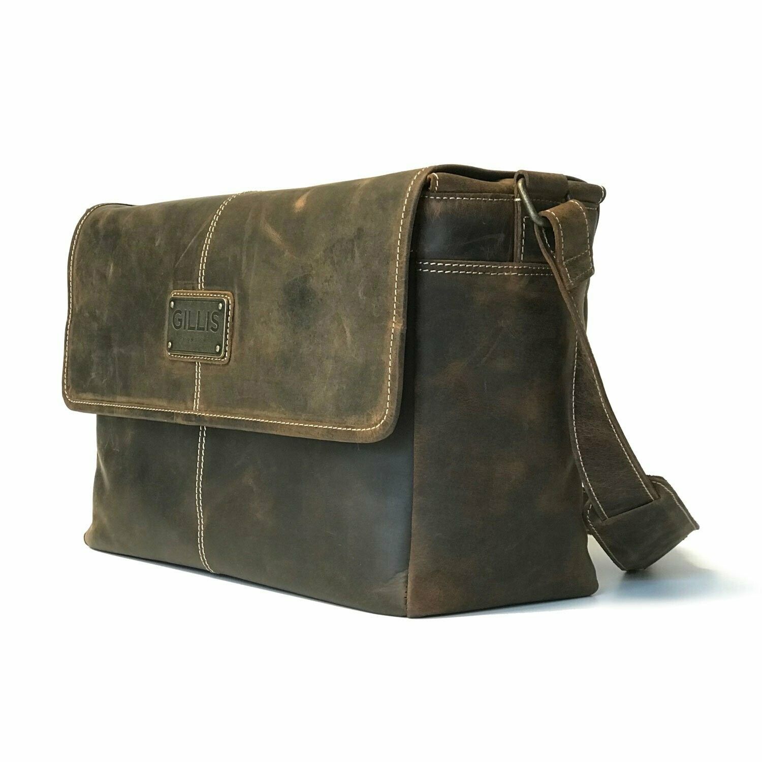 Gillis London 7756#G Cameratas Leer Bruin 37 x 26 x 16 cm