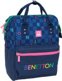 Benetton Damero Rugzak met handgrepen voor laptops tot 33 cm (13 inch), ideaal voor jongeren van verschillende leeftijden, comfortabel en veelzijdig, kwaliteit en duurzaamheid, 27 x 19 x 40 cm