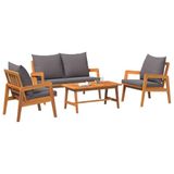 vidaXL - Bistroset - 4-delig - Bruin - Massief Acacia Hout