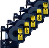 DULA Dymo D1 40918 - S0720730 - Compatible label tape - 5 lettertapes - Zwart op geel - 9mm x 7m