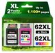 HP lot de 2 cartouches d'encre 62XL, noir et couleur, pour Envy/Officejet