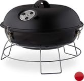 Merkloos / Sans marque Famanu Kogelbarbecue Draagbaar met Deksel Ø36cm Zwart