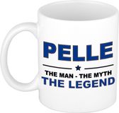 Bellatio Decorations Pelle cadeau mok - man myth legend - naam koffiemok / beker - wit en blauw - 300 ml - verjaardag