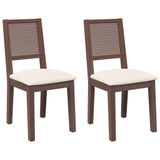 vidaXL Eetkamerstoelen, kussens, 2 stuks, bruin, massief hout, rubber, eetkamerstoel, stoel, woonkamerstoel, eetkamerstoel, keukenstoel