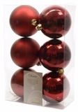 6x Boules de Noël rouge foncé en plastique 8 cm - Mat/brillant - Boules de Noël incassables en plastique - Décoration de sapin de Noël rouge foncé